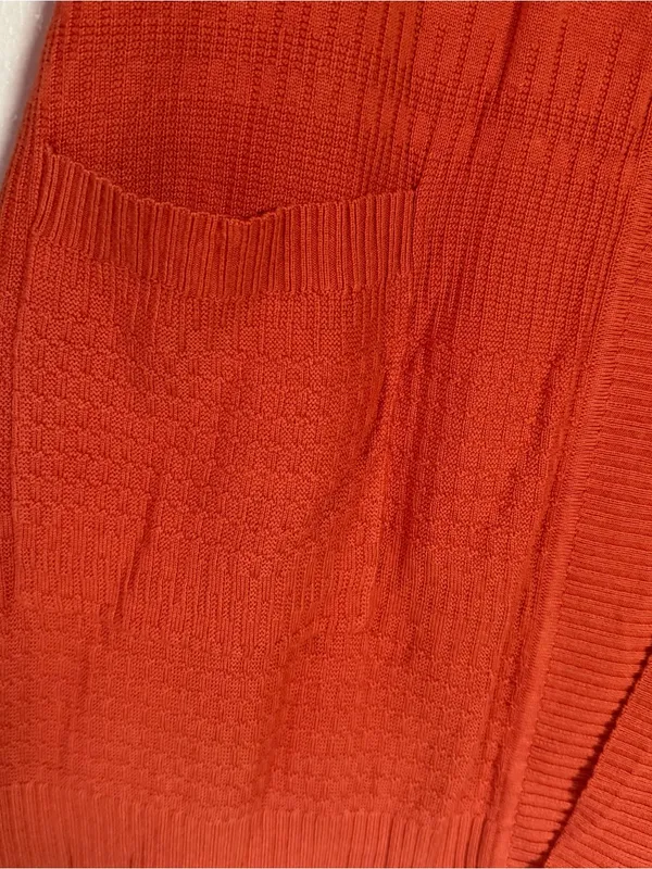 Isaac Mizrahi Live Women XL Orange Open Front Cardigan Sweater Pockets Fall Long - Image 5