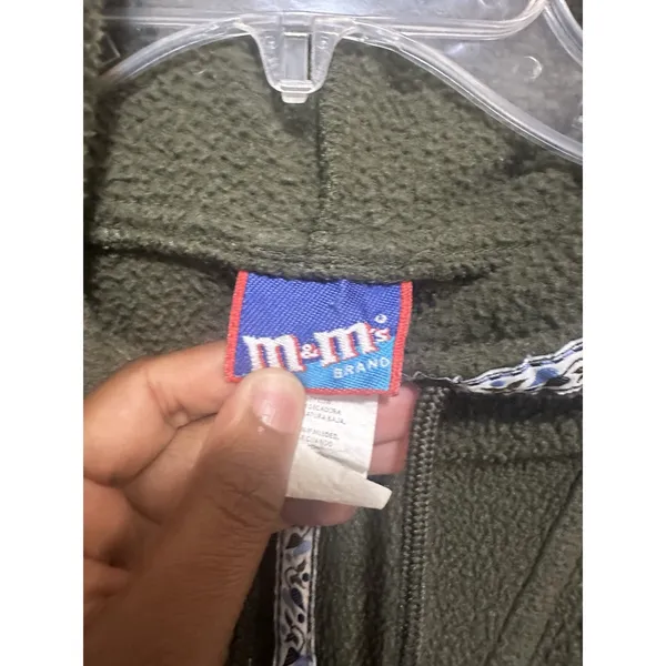 Vintage M&M's Fleece Hoodie Green Size M Candy Characters Pullover Zip Retro Y2K - Image 2