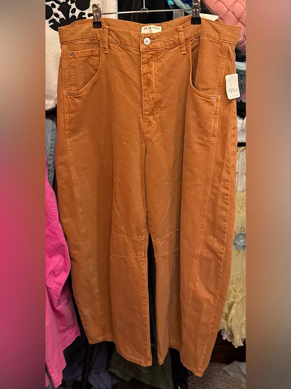 NWT Free People We The Free Good Luck Mid-Rise Barrel Jeans - ginger root - 32 - Image 7