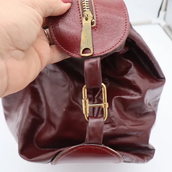 Unbranded Hobo Bag Womens OS Slouchy Burgundy Leather Large Zip Top Good - Image 7