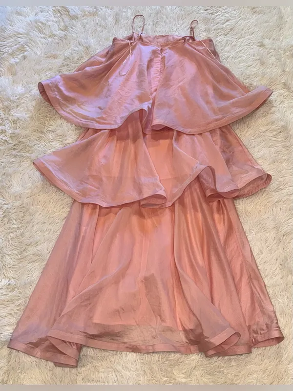 NEW Elliatt Tilly Tiered Maxi Dress blush pale pink satin fabric Sz M - Image 8