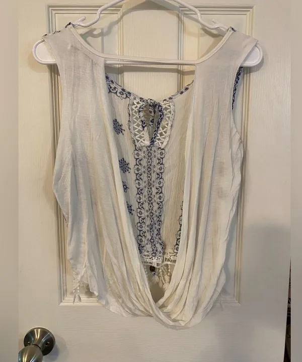 Moral Fiber | Backless Boho Top, Size L - Image 4