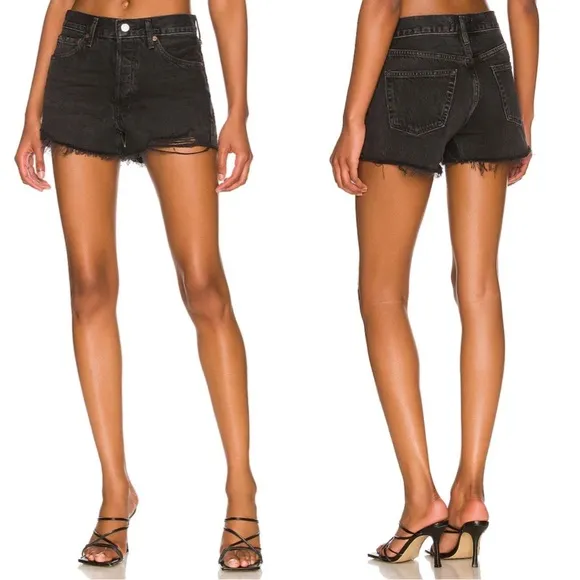 AGOLDE High Waist Parker Denim Shorts in Washed Black Sz 30 - Image 2