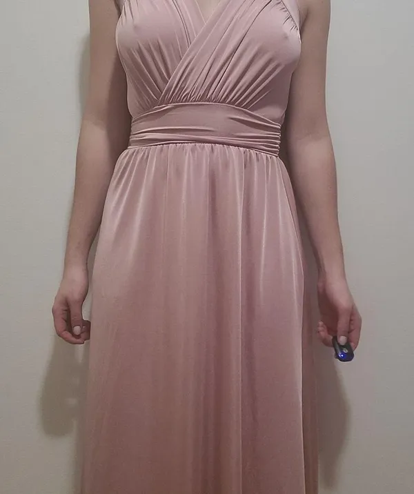 Long Sleeveless Flowy Bridesmaid Cocktail Evening Purple Size M - Image 14