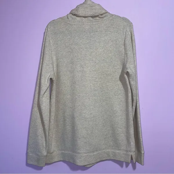 J Crew Cowl Neck Sweater Women L Wool Blend Neutral Coastal Pocket Preppy Knit - Image 8