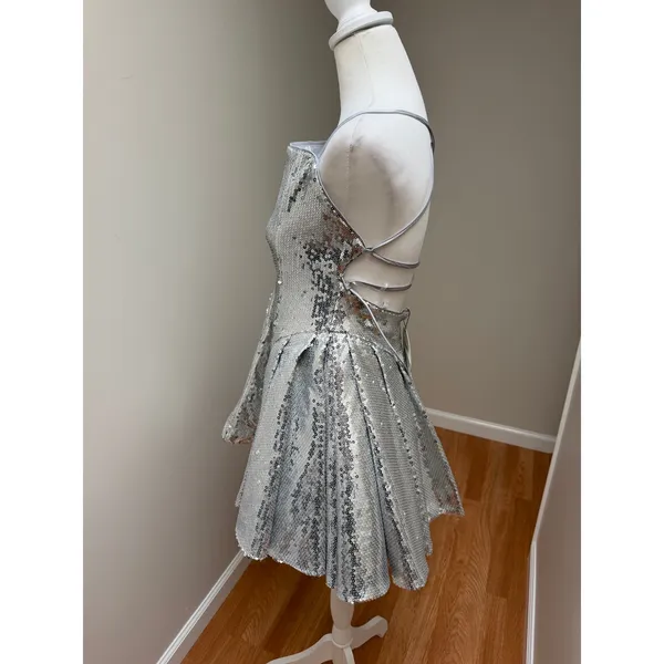 Babyboo Electra Mini Dress NWT Silver Sequin Party Size Large - Image 6