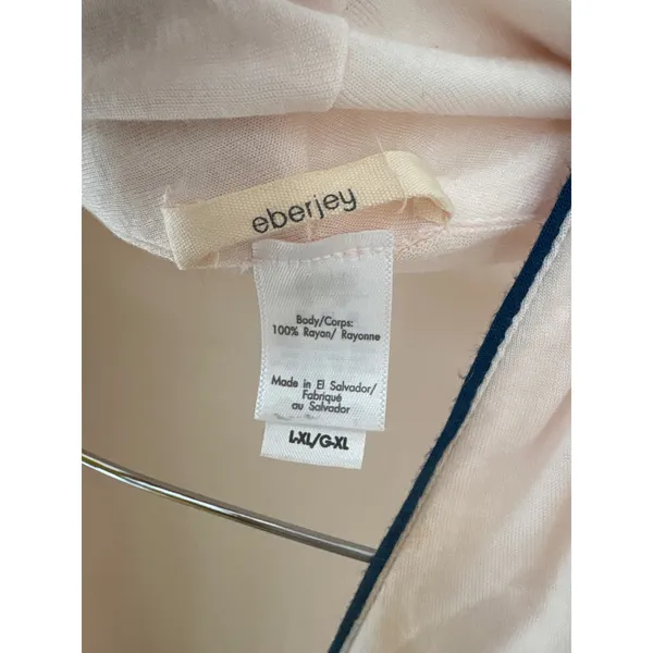 Eberjey Pink Rayon‎ Jersey Short Robe Shawl Collar Contrast Trim L/XL - Image 2