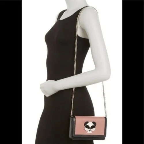 Kate‎ Spade Gentle Panda Crossbody Leather Wallet Bag, Pink/Black, NWT - Image 5