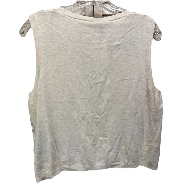 Divided Knit Button Up Lightweight Sweater‎ Vest Size Medium Cream Soft NWT - Image 4