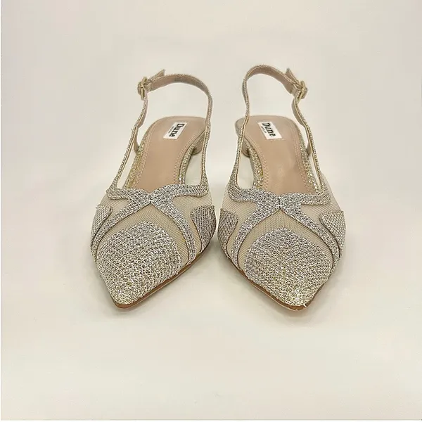 Dune London Dianas Gold Mesh Glitter Slingback‎ Kitten Heel Pumps Wedding 8 NWOB - Image 7