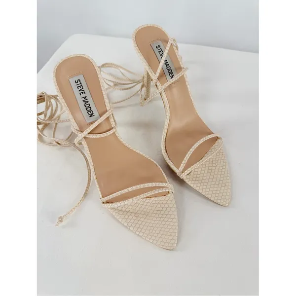 Steve Madden Premier Strappy Lace Up Heels in Cream Size 7.5 - Image 3