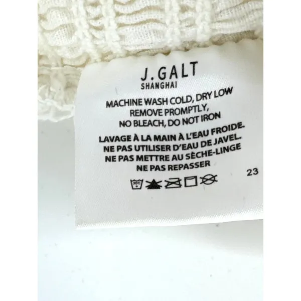 John Galt Brandy Melville Cream Smocked Linen Blend Crop Top Cami One Size - Image 4