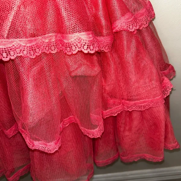 LoveShackfancy Pink Tulle Ruffled ZoRina Lace Trim Mesh Mesh Dress 00 - Image 2