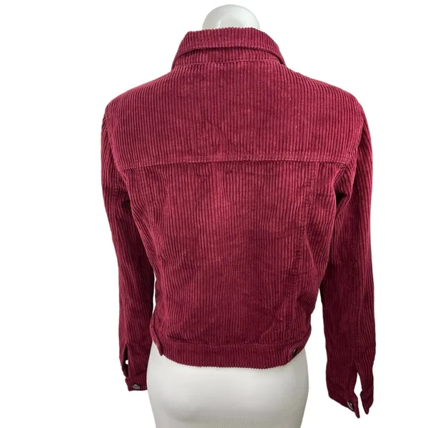 Per Se Maroon Corduroy Collared Button Down Long Sleeve Shirt Top Jacket Size S - Image 2