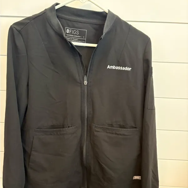 FIGS Unisex‎ Scrub Jacket Black Size S Full-Zip Workwear with Pockets - Image 8