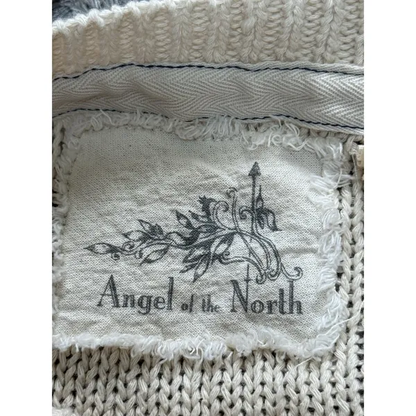 Anthropologie Angel Of The North Sweater Size S Ivory Knit Fringe Boho Crochet - Image 7