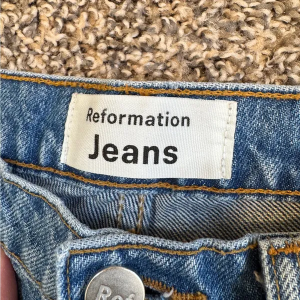 Reformation Blue Julia Crop High Rise Cigarette Jeans Womens 25 Denim Fall - Image 7