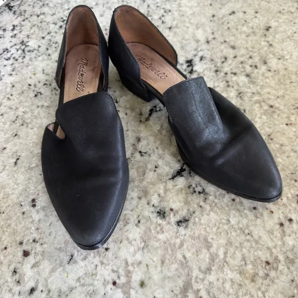 Madewell Black Loafers Leather Cut out Dorsay Style cutout low booties size 7 - Image 2