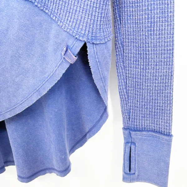 Free People Womens Monterey Thermal Indigo‎ Blue Boho Slouchy Oversized Top XS - Image 6