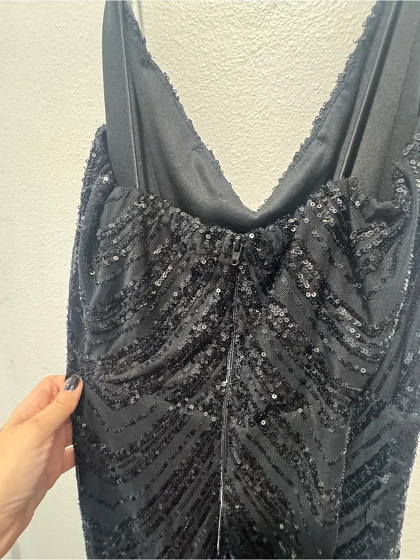 B Darlin Black Sequin Spaghetti-Strap Maxi Dress - Image 5