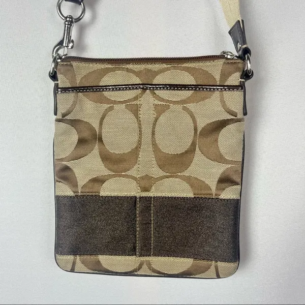 Coach Beige &‎ Brown Signature Canvas Logo Crossbody Bag - Image 5