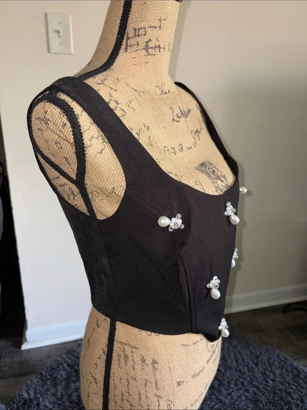 Pretty Little Thing SHAPE BLACK EMBELLISHED CORSET TOP CO-ORD - Image 3