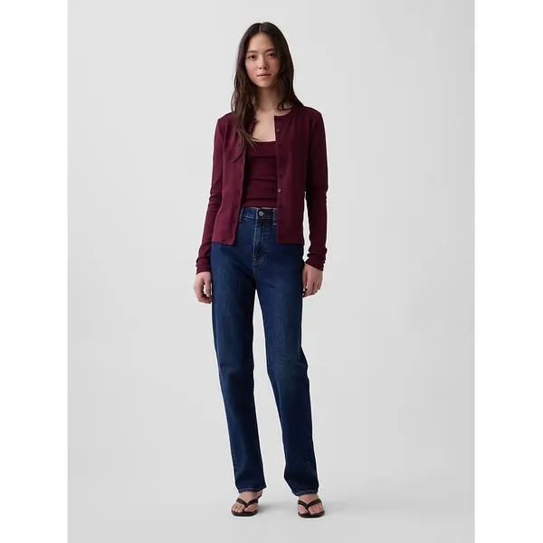 Gap Modern Crewneck Cardigan Burgundy Maroon Slim Fit Small NWOT - Image 3