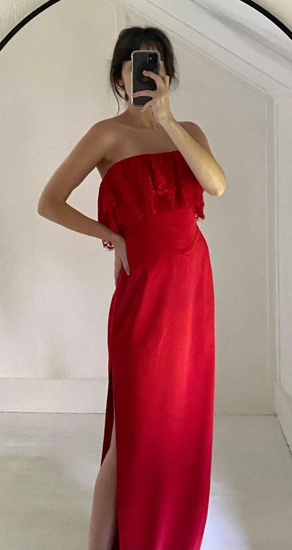 Lovers + Friends / Revolve Sylvia Strapless Gown in Flame Scarlet NWOT - Image 4
