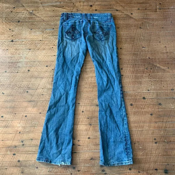 Miss Me distressed bling rhinestone size 26 western bootcut jeans - Image 3