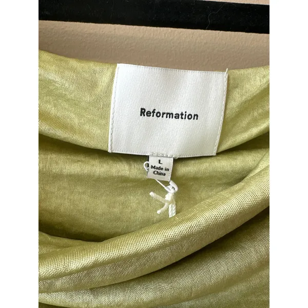 Reformation NWT Jamen Lime Squeeze One Shoulder‎ Knit Maxi Dress Size L - Image 5