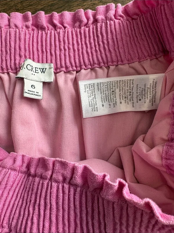 J Crew Size 6 Linen Blend Pink Paper Bag Elastic Waist Casual Skirt - Image 4