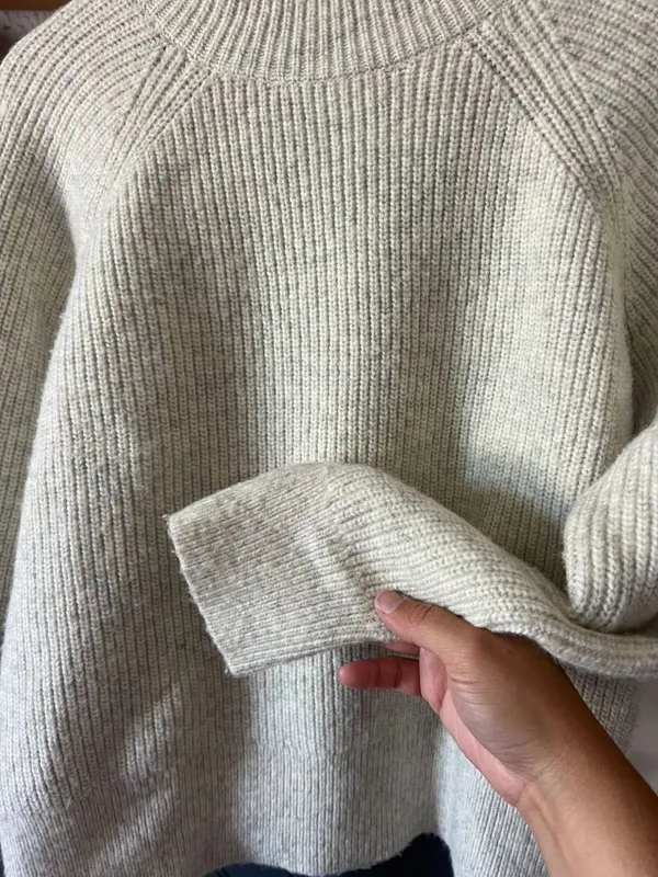 Calvin Klein Soft Ribbed Knit Jumper, wool blend, Small ivory/grey Minimalist - Image 5