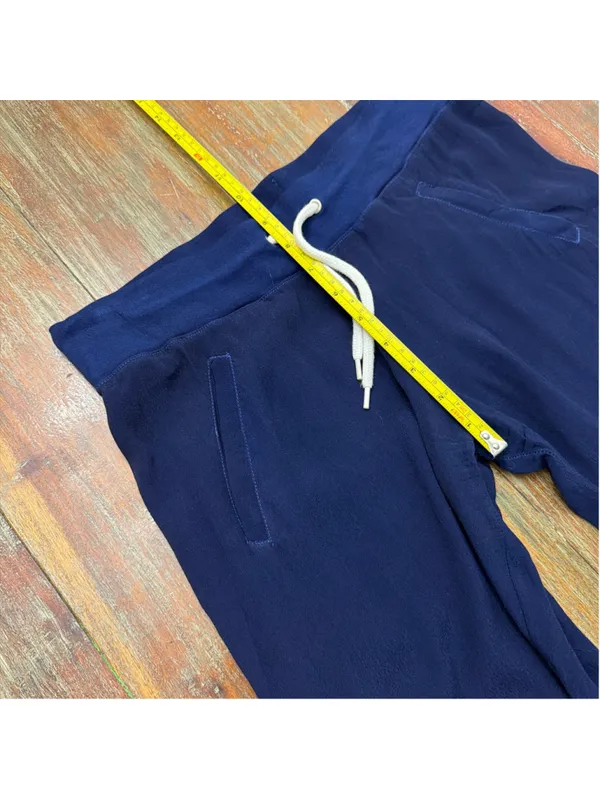 MONROW Navy Blue 100% Rayon Drawstring Loose Straight Leg Lounge Pants Womens XS - Image 9