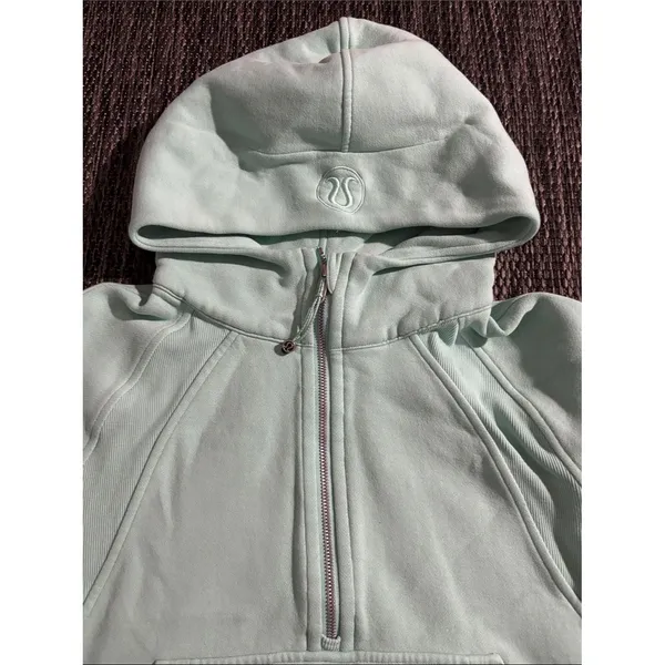Lululemon Scuba Oversized Half Zip Hoodie Wild Mint Light Cotton Terry Size M/L - Image 3