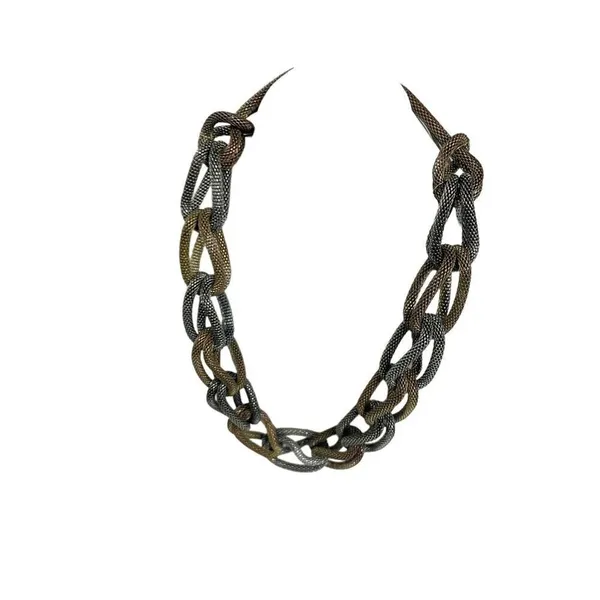 Metallic Chunky‎ Chain Link twisted Necklace Costume 17" - Image 2