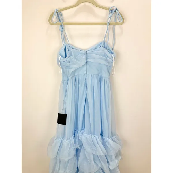 Lulus Endlessly Darling Light Blue Mesh Tiered Tie-Strap Maxi Dress Large NWT - Image 8