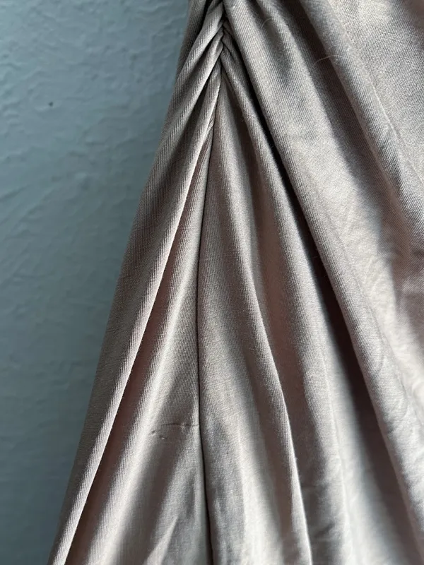 Abercrombie & Fitch Ava Knit Modal Blend Ruched Maxi Dress Taupe Small - Image 9