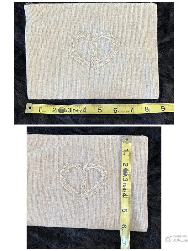 NWT Christian Dior Beaute Heart CD Logo Linen Makeup Pouch Clutch GWP Beige - Image 8