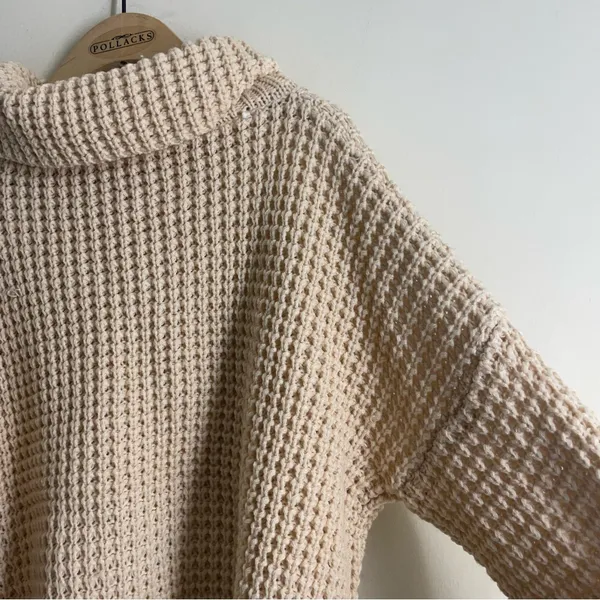 Goodnight Macaroon Retta Cognac Ribbed Waffle Knit Oversized Cropped Turtleneck - Image 7