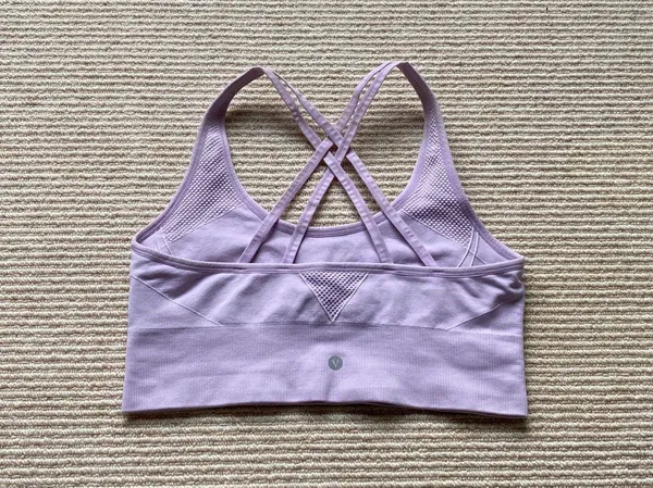 Women's Velocity Ultimate Sports Bra Strappy Textured Purple Size L - Image 2