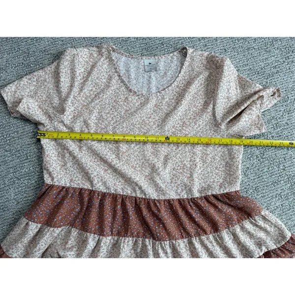 Paper Crane Women Floral Tiered Babydoll Top Short‎ Sleeve Ruffle Peplum Blouse - Image 6