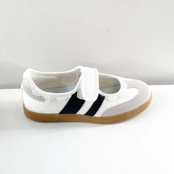Leying Sporty Striped Ballet Flat Mary Jane Shoes Sneakers White Black 6 - Image 2
