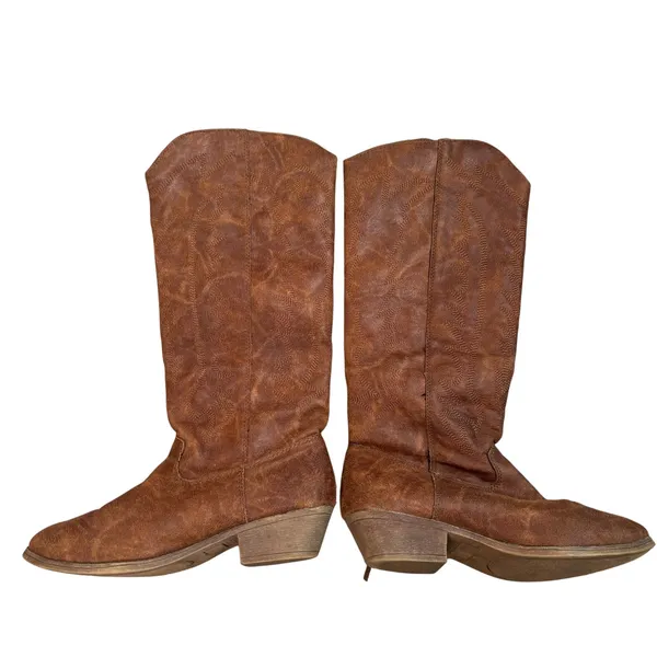 Womens Brown Faux Leather Fringe Tassel Western Cowboy Boots Size 7M - Image 3