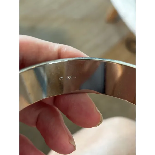 Monet Bangle Bracelet Silver Vintage‎ Etched Diamond Harlequin Pattern - Image 2