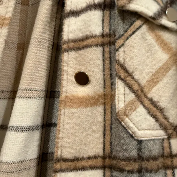 Zara Checkered Jacket in Cream and Brown Shacket - Image 3