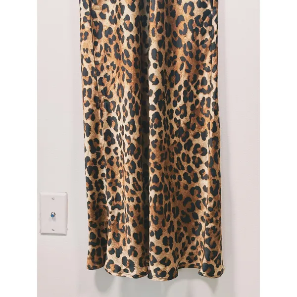 Y2K ASOS Womens Leopard Print Maxi Dress Size 6 Brown Glam Party Night Out - Image 9