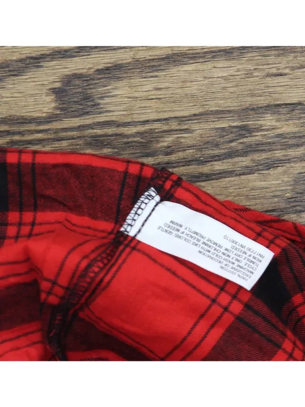 NEW Wondershop Plaid Flannel Long Sleeve Pajama Shirt Holiday Red / Black XL - Image 4