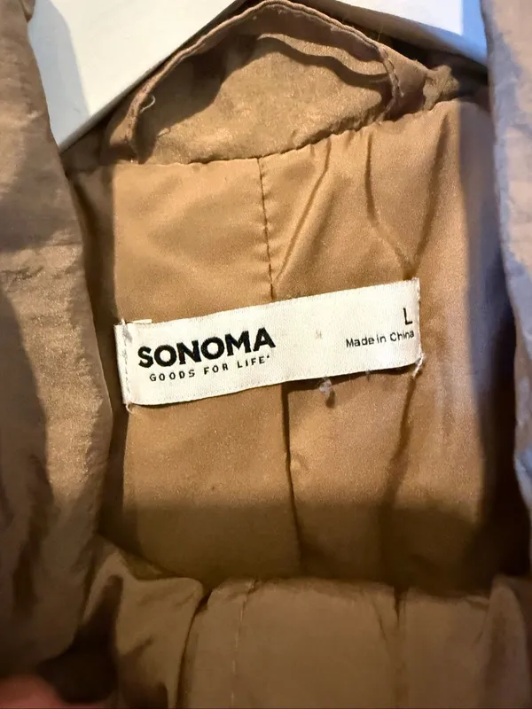 Sonoma tan quilted puffer jacket oversized large - Image 8