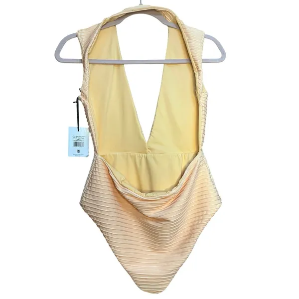 Revel Rey Dean Deep‎ V One Piece Swimsuit Size Medium Peach Swim Resort Vacation - Image 2