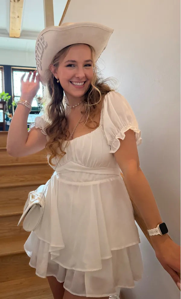 White Flowy Dress Francesca's Mini - Image 2